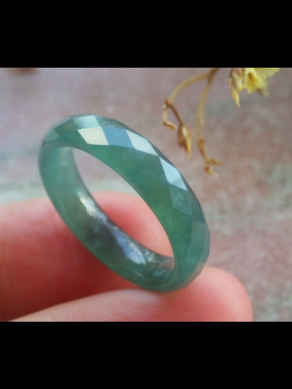 Certificate Jadeite Jewelry Jade Green diamond cut Ring Size 7.5